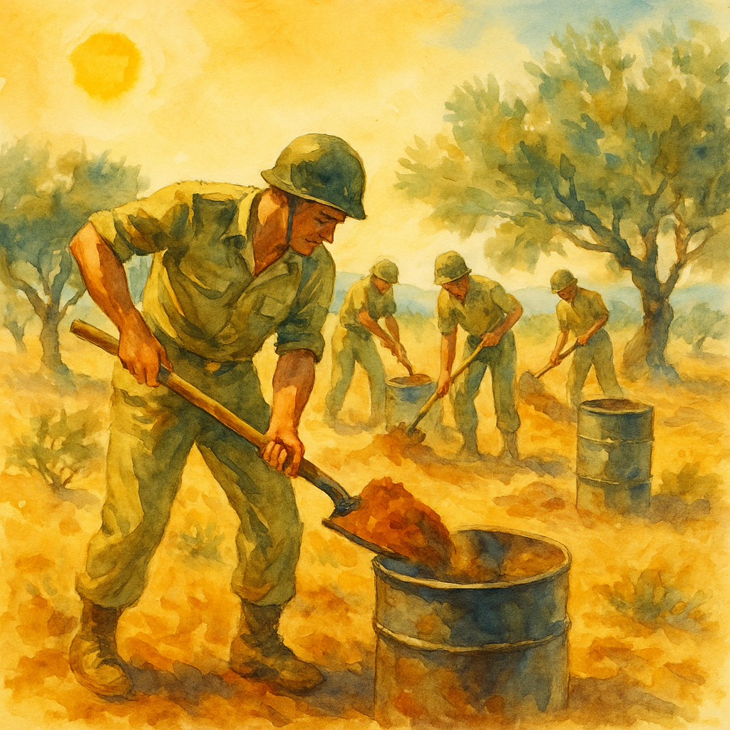 Soldats américains nettoyant la terre contaminée au plutonium à Palomares, 1966